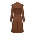 thumbnail image 5 of Herrnalise Women's Double Breasted Pea Coat Winter Mid-Long Trench Coat with Belt Brown,XXXL, 5 of 8