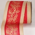 thumbnail image 2 of The Ribbon People Caramel Brown and Red Christmas Mistletoe Wired Craft Ribbon 4" x 10 Yards, 2 of 2