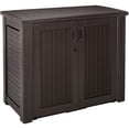 thumbnail image 1 of Rubbermaid Weather Resistant Resin Chic Outdoor Patio Storage Cabinet, Black Oak, 1 of 5