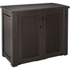 Rubbermaid Weather Resistant Resin Chic Outdoor Patio Storage Cabinet, Black Oak