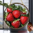 thumbnail image 7 of 2D Flat, 1pc Strawberry Suncatcher Round Acrylic Sign Vibrant Red Berries Green Leaves Art Deco Wall Decor, No Electricity Needed for Spring Summer Home, Porch, Window Decoratio.8inch, 7 of 7