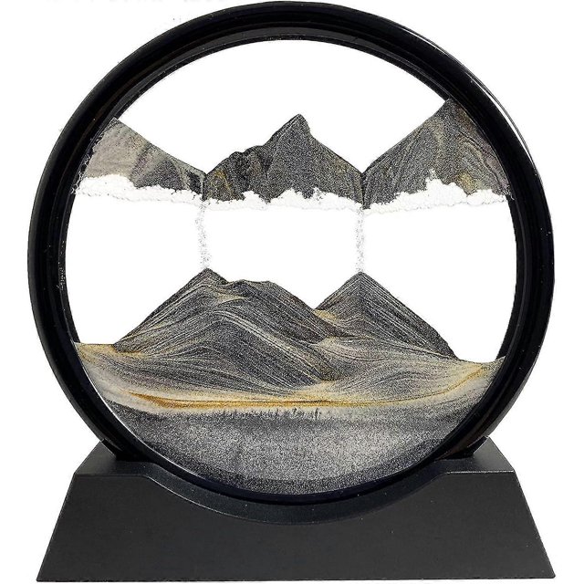 Moving Sand Art Picture - Sand Painting Liquid Motion Decor, 3d Deep Sea Sandscape, Round Glass Frame Display Flowing Sand Relaxing Decoration