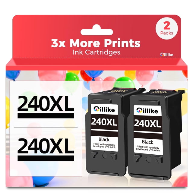 Cartucho de tinta Oillike 240XL negro, paquete de 2, compatible con Canon