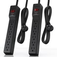 thumbnail image 1 of Protector contra sobretensiones Power Strip PLUGTUL de 6 salidas y 4 pies con 980J, 1 of 7