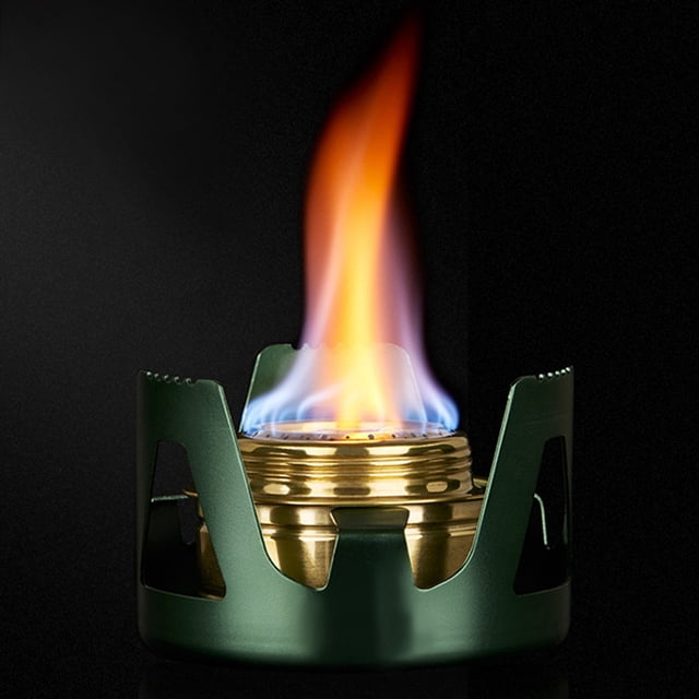 Mini quemador de alcohol para estufa de alcohol, mini quemador de alcohol ultraligero portátil para exteriores, estufa de combustible y alcohol, barbacoa, camping(Verde)