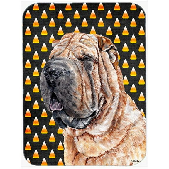 Shar Pei Candy Corn Halloween Mouse Pad, Hot Pad Or Trivet, 7.75 x 9.25 In.