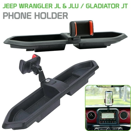 Dash Tray Phone Holder with Storage Compatible with Jeep Wrangler JL, JLU (2018-2024), Jeep Gladiator JT (2020-2024)