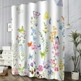 thumbnail image 2 of Cortina de ducha floral con 12 ganchos, cortina de ducha de planta de tela de poliéster impermeable para baño, 2 of 5