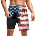 thumbnail image 5 of YANGXINX Men's Swim Trunks with Compression Liner Fashion Summer USA Flag Prints Beach Shorts Drawstring Elastic Waist Bathing Suits Swimwear, 5 of 5