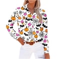 thumbnail image 6 of JTZGDY Halloween Button Down Shirts for Women Plus Size Cute Ghost Pumpkin Printed Fall Long Sleeve Collared Graphic T-Shirts Loose Fit Casual Holiday Gift Oversized Tees Tops, 6 of 8