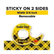 Scotch Removable Double Sided Tape, Clear, 3/4 in x 200 in, 1 Tape Dispenser