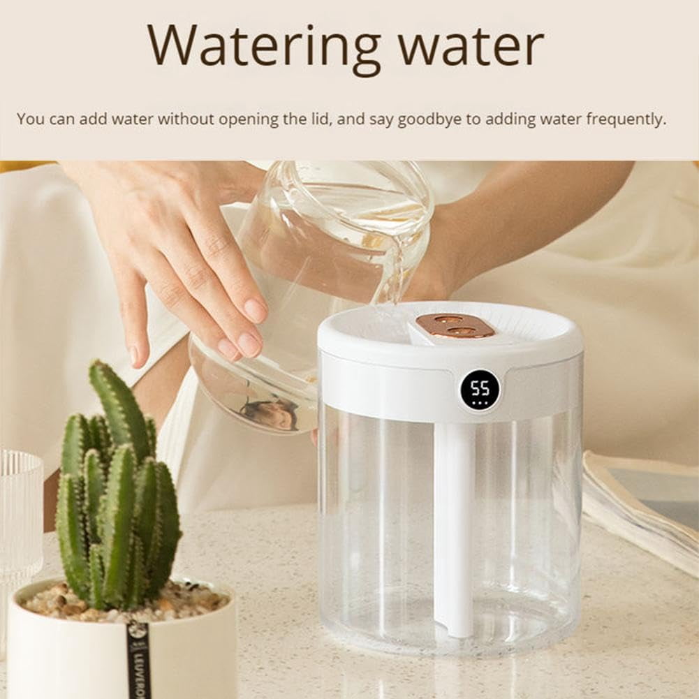 2l Double Nozzle Air Humidifier, Desktop Double Nozzle Cool Mist Humidifier With Night Light, Silent Humidifiers Usb Personal Desktop Humidifiers, for Baby Bedroom Travel Office Home