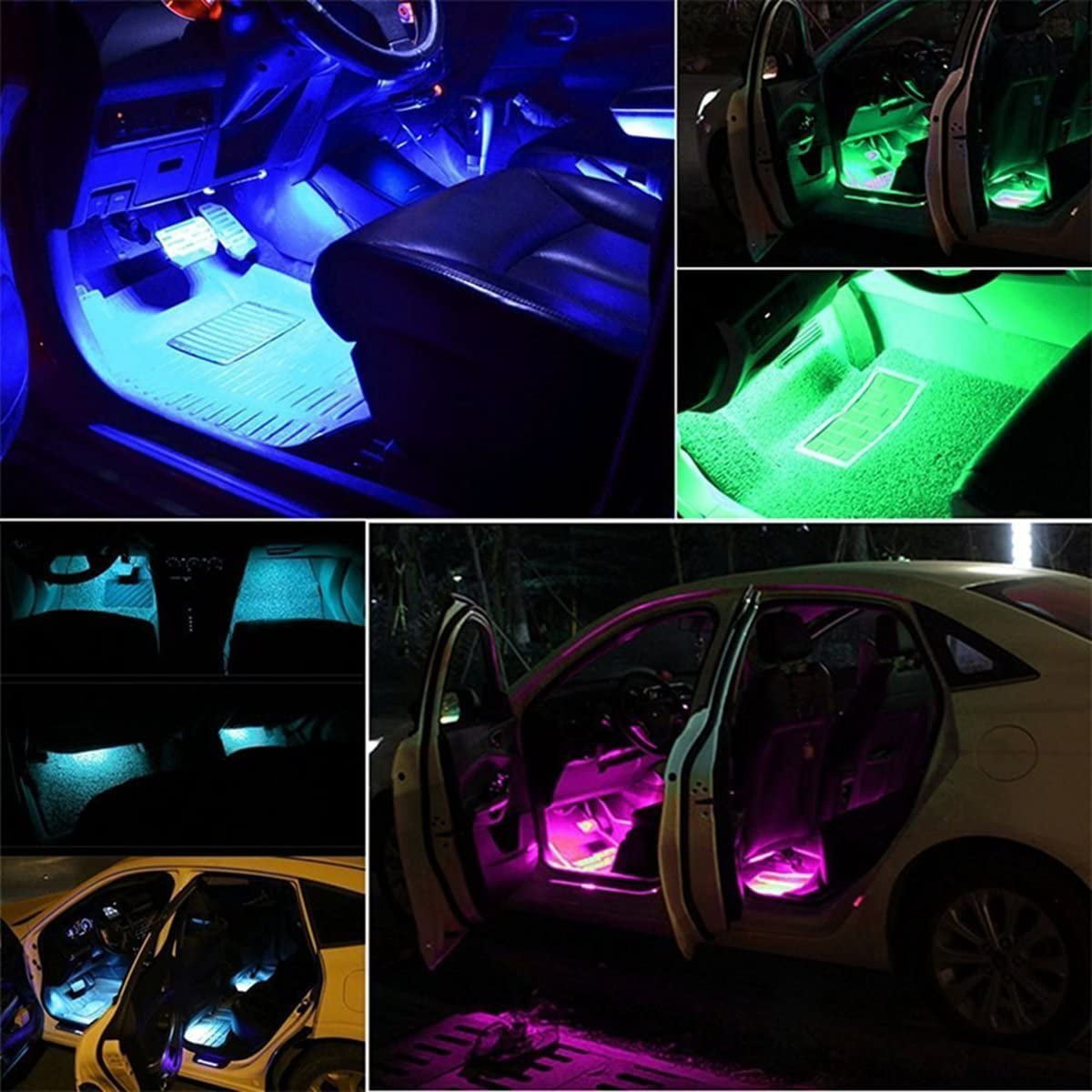 Car Charger Included 4pcs 36 LED 5050 Multi-Color Car Interior Lights Under Dash Lighting Waterproof Kit with Multi-Mode Change and Wireless Remote Control DC 12V XUNATA Car LED Strip Light 