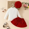 thumbnail image 3 of Baby Girl Clothing Turtleneck Long Sleeve Top Suit Bow Skirt Beret Suit Winter Plus Velvet Skirt Suit, 3 of 11