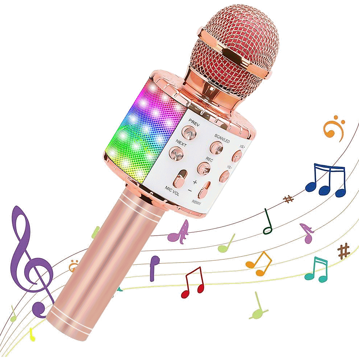 Wireless Bluetooth Karaoke Microphone Handheld Karaoke Mic Recorder Speaker  with LED Lights, 5 Magic Voices, Noise Reduction, Songs Recording Functin  for Kids Party Family Gifts - Walmart.com