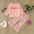 thumbnail image 2 of Gunia Baby Girl Valentines Outfit Long Sleeve Valentine's Day Letter Prints T Shirt Pullover Tops Bell Bottoms Pants Leisure 3-4 Years, 2 of 7
