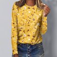 thumbnail image 2 of HKEJIAOI T-Shirts à Manches Longues en Polyester pour Femmes Imprimé Graphique Col Rond Blouses Habillées Décontractées Manches Longues, 2 of 5