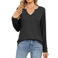 thumbnail image 2 of UVN V Neck Blouses for Women Long Sleeve Shirts Tunic Casual Ladies Tops, 2 of 5