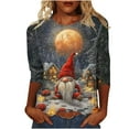 thumbnail image 2 of Craaazy Christmas Tops for Women Christmas Holiday Print 3/4 Sleeve Xmas Blouse Gifts, 2 of 5