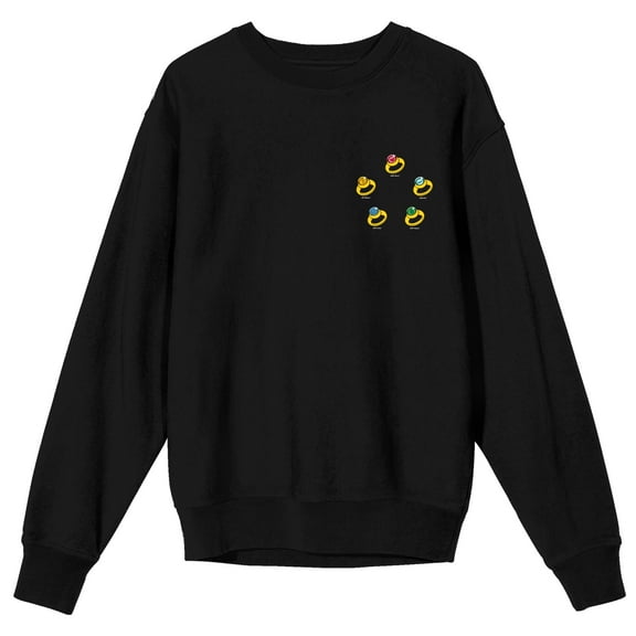 Captain Planet Elemental Rings Crew Neck Long Sleeve Black Adult Sweatshirt