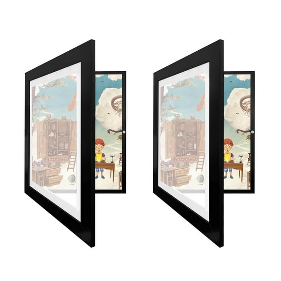 EQWLJWE 2pcs Kids Art Frame, 10.4 x 13.8 Picture Frame for Kid Art Work Changeable, Front Opening Kids Artwork Display Frame, Real Glass, for Wall Hanging