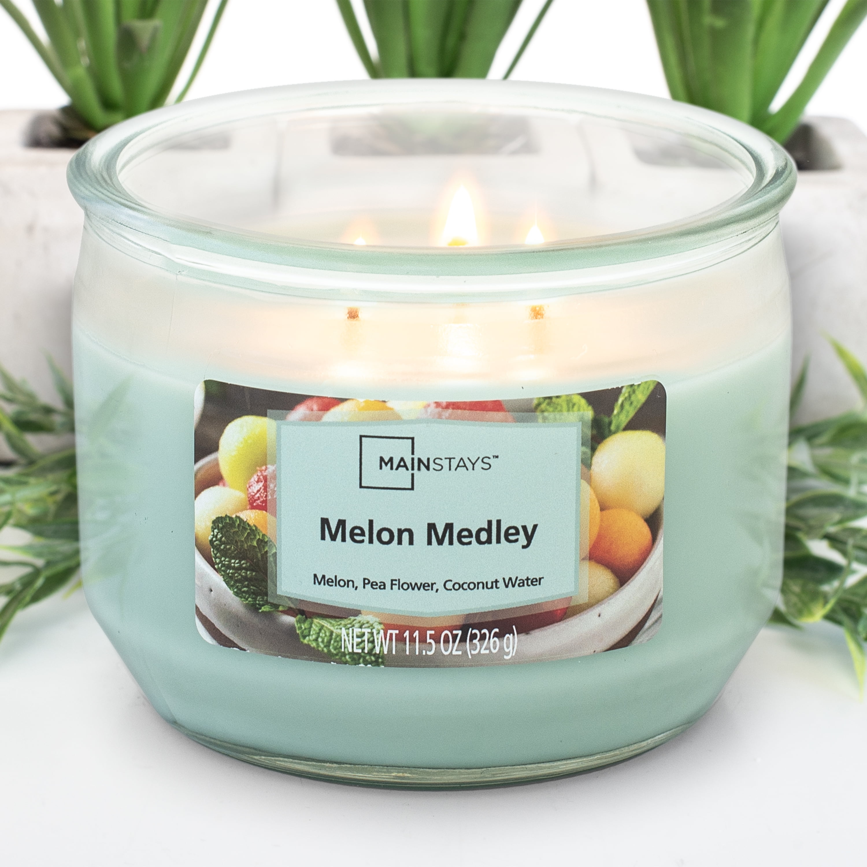 Mainstays Melon Medley Scented 3 Wick Candle, 11.5 oz.