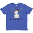 thumbnail image 3 of Inktastic Let It Snow Cute Snowman in Hat and Scarf Youth T-Shirt, 3 of 5