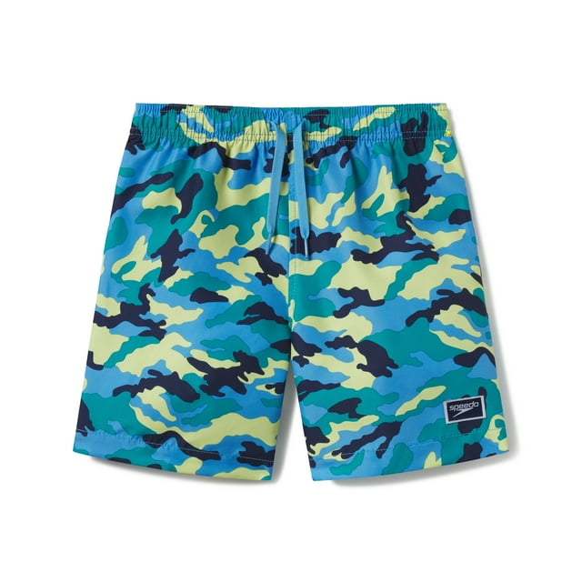 Speedo Boy's UV Protection Swim Trunk Mid Length Redondo Printed Shorts - Navigate, Size M