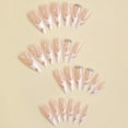 thumbnail image 2 of Stiletto Press on Nails Long Almond Fake Nails Glossy Glue on Nails French Tip Acrylic Nails White Swirl Artificial Nails 3D Rhinestone Stick on False Nails with Design 24 pcs 02913White 0.04 Fl, 2 of 4