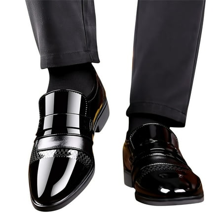 Dakaela Dress Shoes for Men Casual Leather Tuxedo Slip on Oxfords Business Formal Work Flats Black 10.5