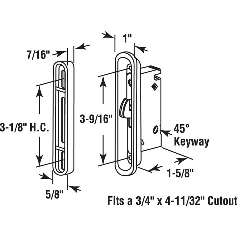 3-9/16 in., Steel, Mortise Lock and Keeper 3-9/16 in., Steel, Mortise Lock and Keeper