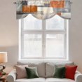 thumbnail image 3 of Tie Up Valances for Windows, Burnt Orange Grey Adjustable Valance Curtains Window Treatment for Living Room/Bedroom, Modern Abstract Oil Painting Rod Pocket Kitchen Curtains & Drapes 42x12 Inch, 3 of 9