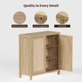 thumbnail image 5 of Surmoby 34.3" Rattan Sideboard Buffet Cabinet Set of 3,Boho Sideboard Storage Cabinet with Doors Farmhouse Kitchen Buffet Credenza, Liquor Cabinet Accent Cabinet,Light Oak, 5 of 7