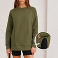 thumbnail image 6 of Binmer Women’s Solid Color Crew Neck Raglan Long Sleeve Sweatshirt, Casual Pullover Top With Side Slit Hem,Sizes S-3XL, 6 of 9