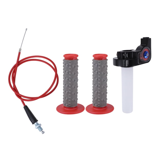 Juego de cubiertas de empuñaduras de motocicleta de 7/8" 22mm y 15/16" 24mm, empuñaduras de goma para manillar, acelerador para motocicleta, scooter, bicicleta, ATV, rojo, 1 juego