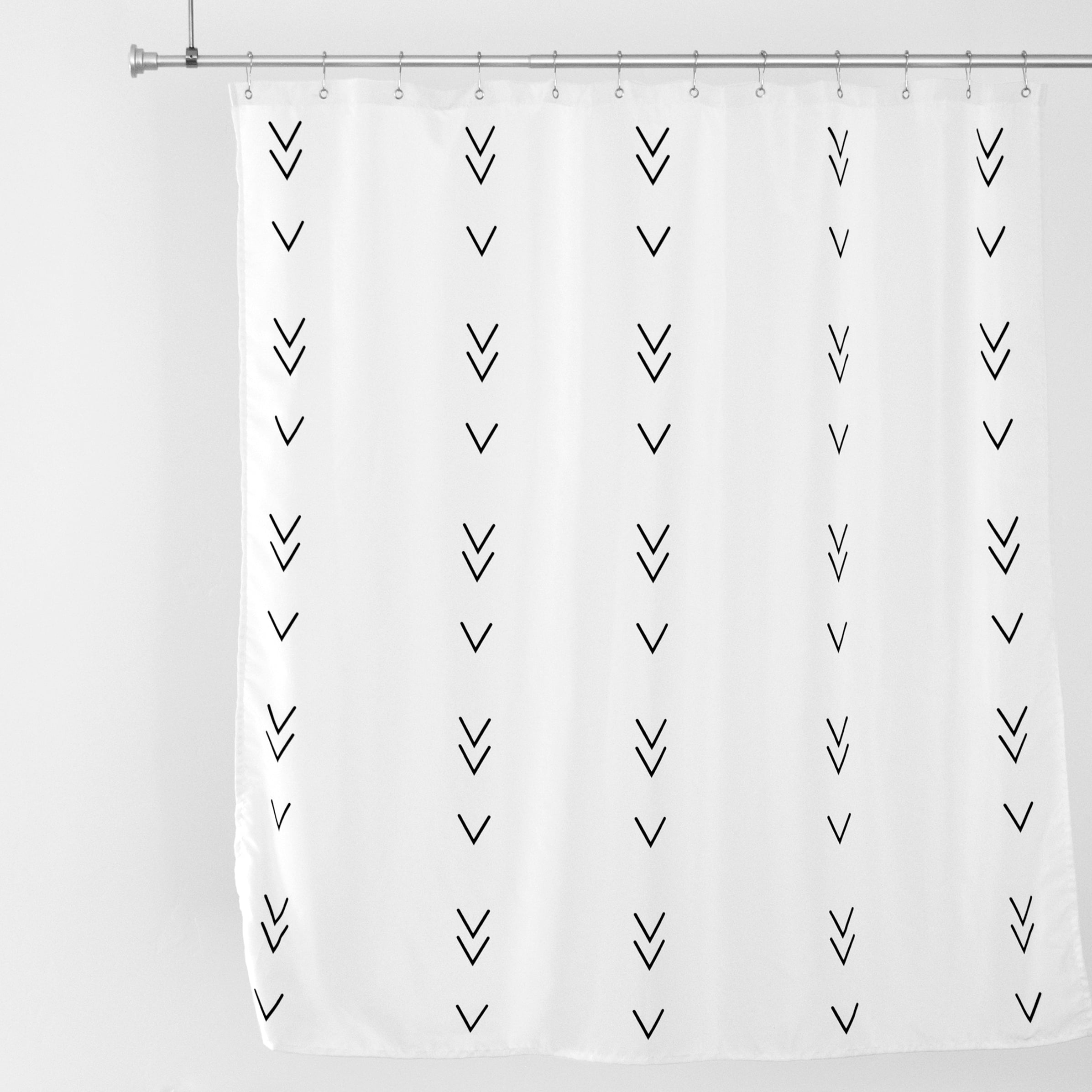 Shaina Arrow Boho Shower Curtain 72 x 72 Abstract Black and White