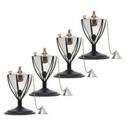 Legends Direct Set of 4, Premium Amsterdam Metal Tabletop Torches, Tall- Tiki Style /w Snuffer, Fiberglass Wick & Large 32oz Oil Lamp , Stylish Luau Flame Torches (Smooth Nickel)