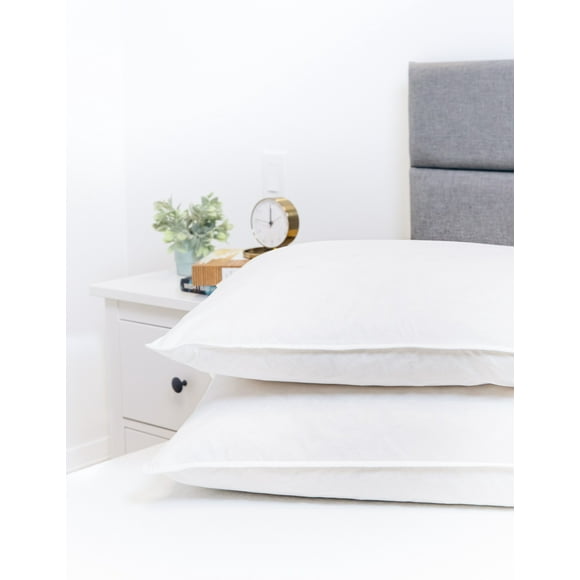 Highland Feather Oreiller en Duvet Blanc Européen 600 Fill Power, Enveloppe en Pur Coton 233 Tc, CORDOBA, Soutien Doux et Confortable, Doux, Très Grand, 20 oz, Deux Oreillers