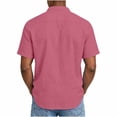 thumbnail image 5 of LIaqionyy Mens Cotton Linen Button down Shirts Casual Callarless Short Sleeve Shirt Summer Beach Tops with Pocket, 5 of 6