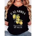 thumbnail image 1 of T-Shirt Graphique Rétro pour Femme Citron Calabre Italie - T-Shirt Noir Décontracté à Col Rond, Manches Courtes et Imprimé de Citron Vif pour Tenue Décontractée Ou Sport Fête des Pères, Fête des Mères, Nouvel An, Printemps, 1 of 6