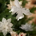 thumbnail image 4 of Miluhomne 5x4x2'' Glitter Christmas Flower Ornament Tree Decoration Silver Hollow-Out Flower, 4 of 6