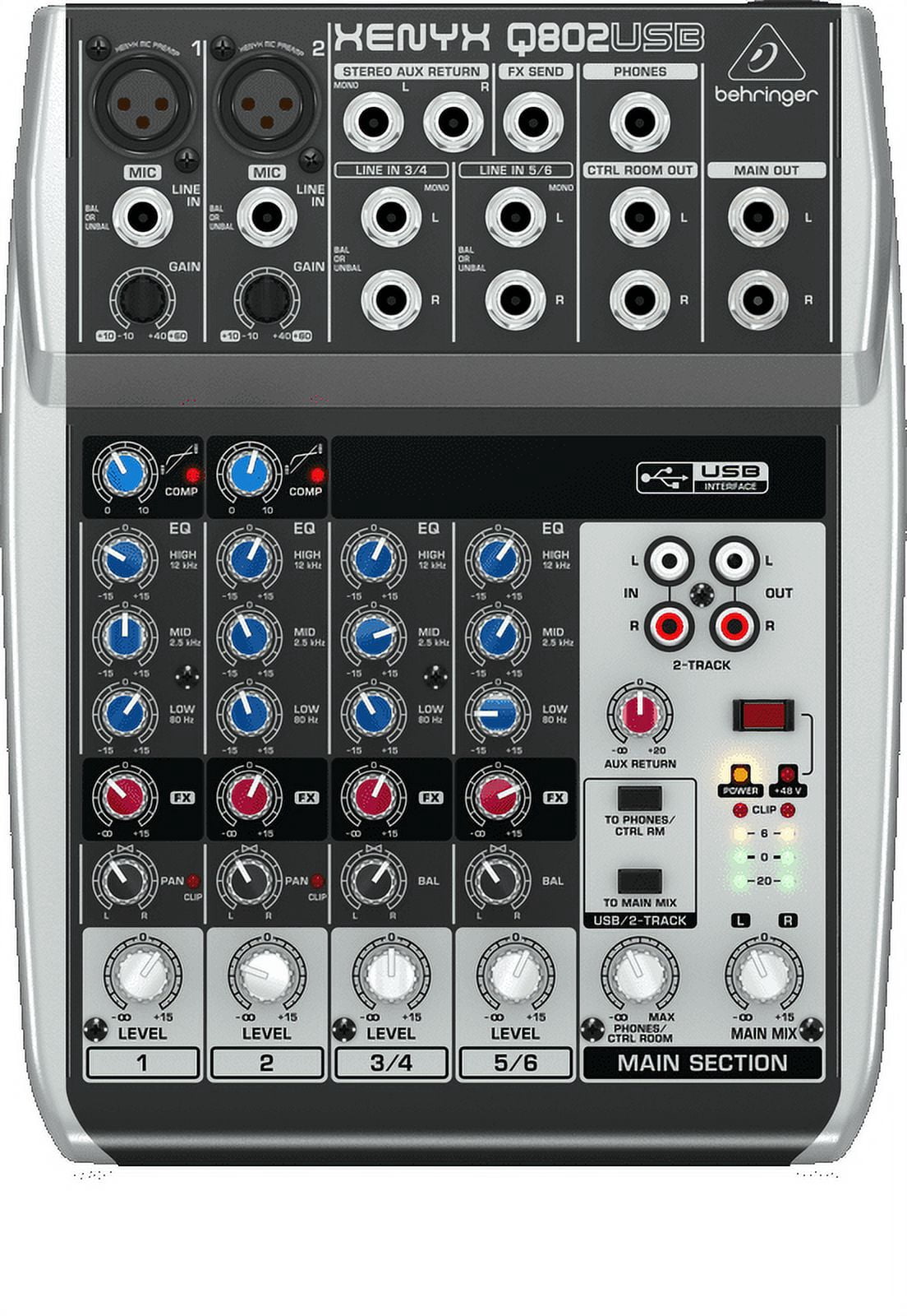 Behringer Q802USB 8-Input 2-Bus USB Audio Interface Mixer w/ XENYX