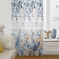 thumbnail image 5 of Blue Eucalyptus Coastal Sheer Curtains 45 Inches Long, Beach Starfish Shell Nautical Retro Light Filering Curtains, Breathable Simi Curtain Privacy Drapes for Kitchen Bathroom Small Window Treatment, 5 of 9
