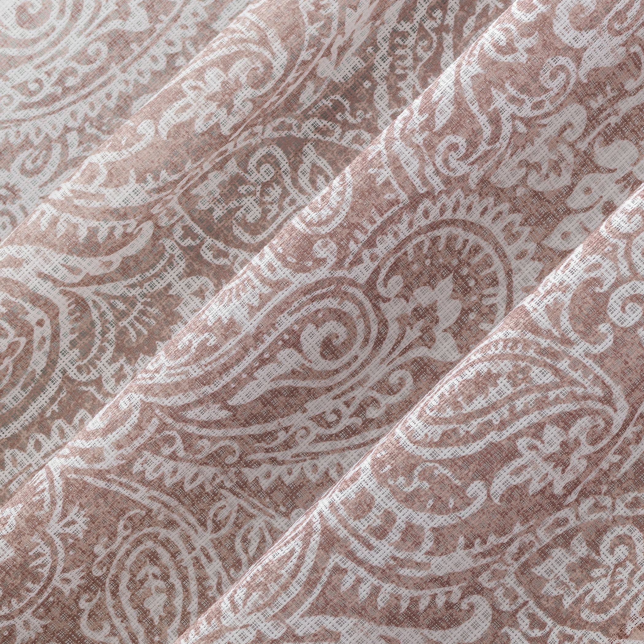 Archaeo Paisley Waffle Weave Cotton Blend Curtain, 50"x84", 50"x84", Rose Quartz
