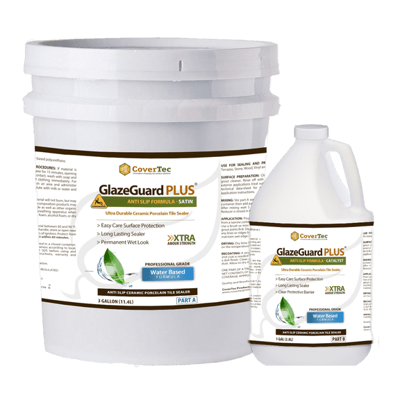 GlazeGuard Plus Satin Anti Slip Floor Coating And Treatment For Ceramic, Porcelain And More Satin Finish (4Gal)