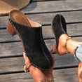 thumbnail image 2 of FRSASU Women's Leather Mules Soft Non Slip Wedge Slip-On Closed Toe Sandals Summer Casual Walking Platform Slides Black, 2 of 9