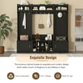 thumbnail image 3 of EUROCO 86.2×78.7" Wider Entryway Hall Tree with Storage, Practical Coat Rack, Multi-functional Entryway Bench  with 10 Metal Hooks,  Shoe Cubbies, Free-Combined cabinet for Hallway, Black, 3 of 8