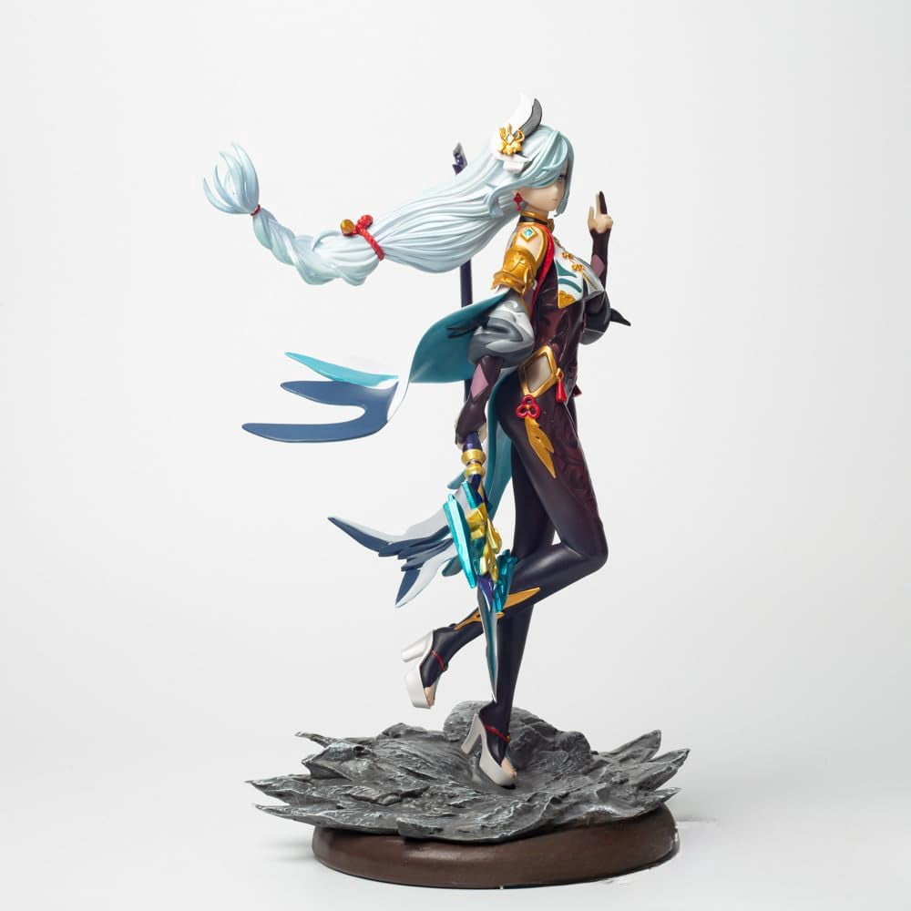 Shenhe Figure Holding A Long Gun Shenhe Anime Figures 30cm/11.8inch Handmade PVC Anime Model Statue Collectible Craft Gift