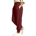 thumbnail image 6 of PWPSG Women's Harem Pants High Waist Button Cuffed Tapered Plus Size Casual Lounge Trousers with Pockets, 6 of 10