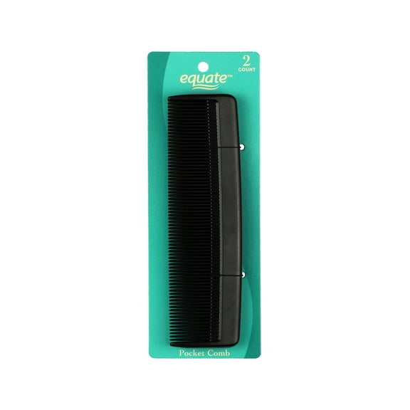 Equate Pocket Comb for Everyday Use on Short Hair, Black, 2 Count
